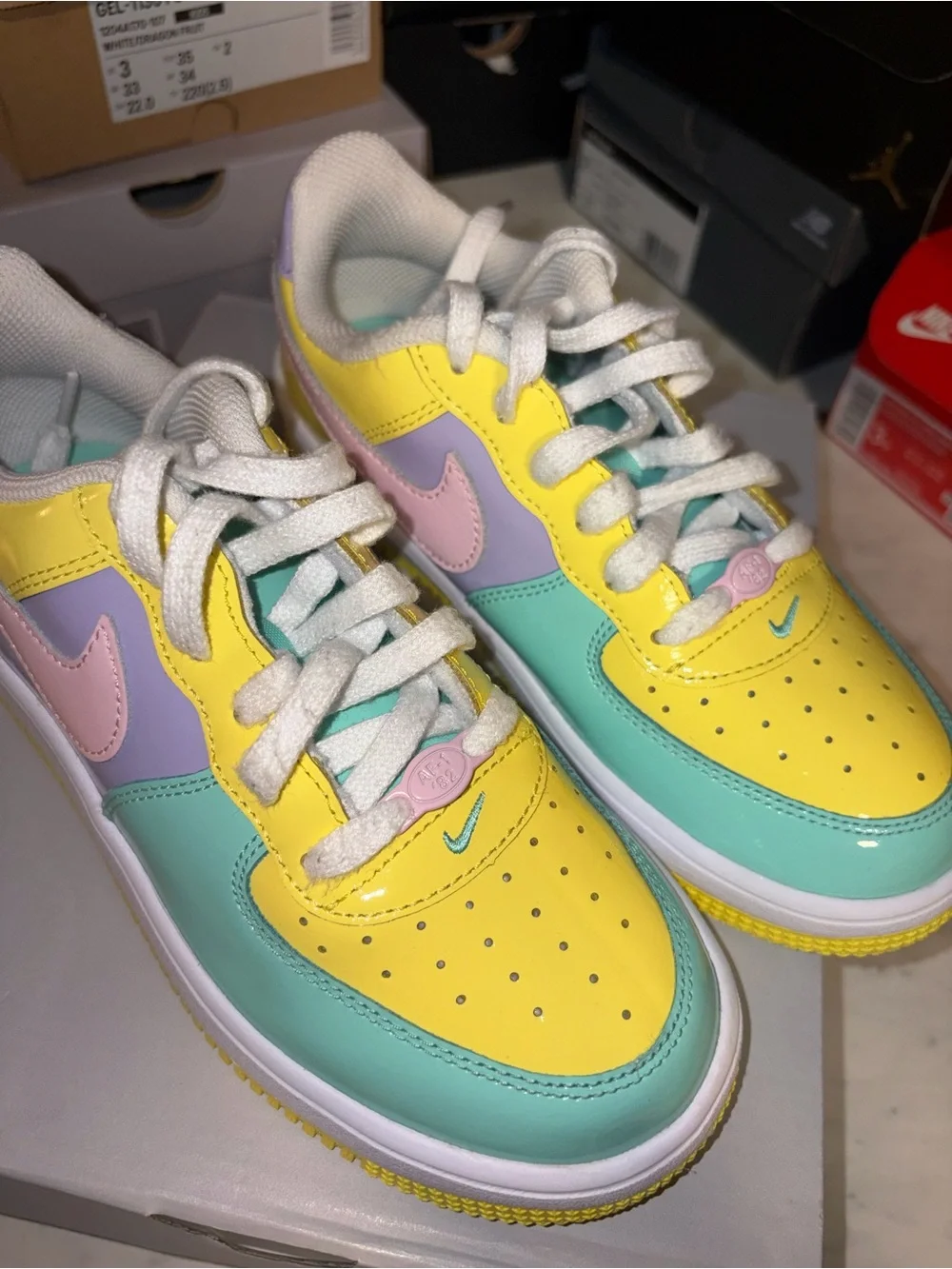 Nike Kids Low Top Sneakers in Yellow, Pink, Mint & Lavender